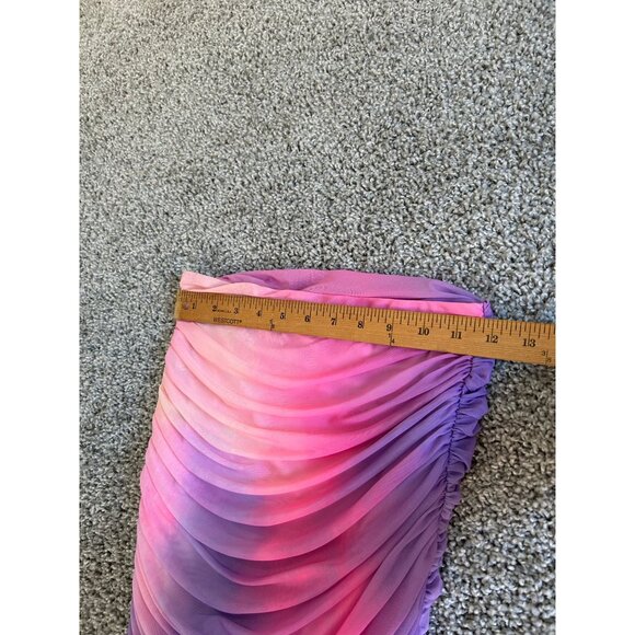 Ser.O.Ya XS Ruched Mesh Midi Skirt Pink & Purple Gradient Stretchy Fabric - Picture 9 of 10